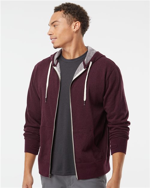 Independent Trading Co. PRM90HTZ — Unisex Heathered French Terry Full-Zip Hooded Sweatshirt — main view