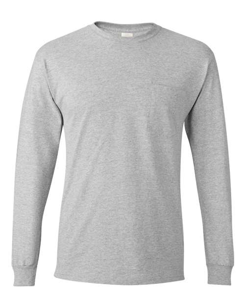 Hanes 5596 — Men's Authentic Long Sleeve Pocket T-Shirt — Light Steel