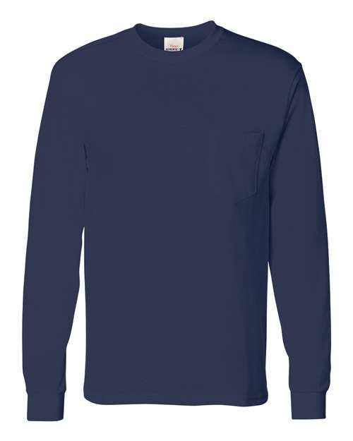 Hanes 5596 — Men's Authentic Long Sleeve Pocket T-Shirt — Navy