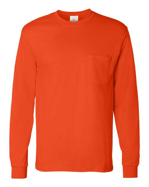 Hanes 5596 — Men's Authentic Long Sleeve Pocket T-Shirt — Orange