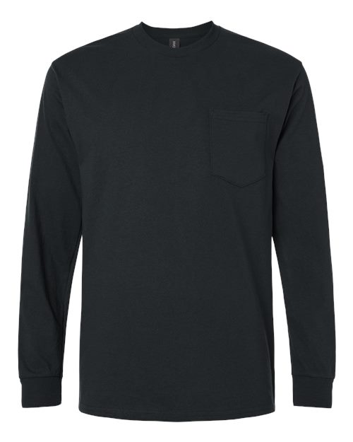 Gildan 2410 — Unisex Ultra Cotton® Long Sleeve Pocket T-Shirt — Black
