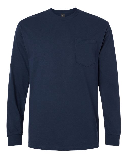 Gildan 2410 — Unisex Ultra Cotton® Long Sleeve Pocket T-Shirt — Navy