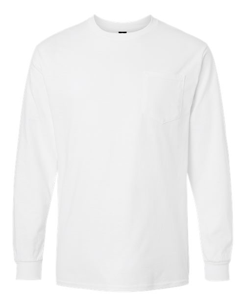 Gildan 2410 — Unisex Ultra Cotton® Long Sleeve Pocket T-Shirt — White