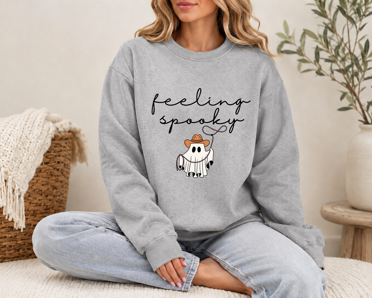 Feeling Spooky Sweatshirt, Cowboy Ghost Halloween Crewneck, Western Halloween Sweater, Cute Ghost Sweatshirt, Comfort Colors Sweatshirt