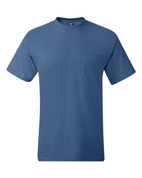 Hanes 5190 — Men's Beefy-T® Pocket T-Shirt — Denim Blue