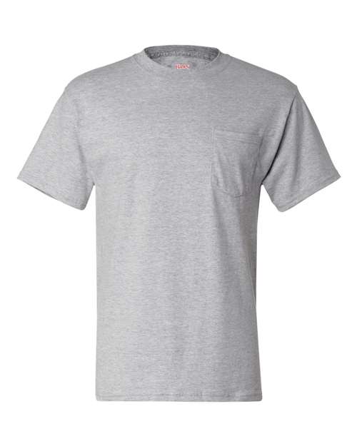 Hanes 5190 — Men's Beefy-T® Pocket T-Shirt — Light Steel