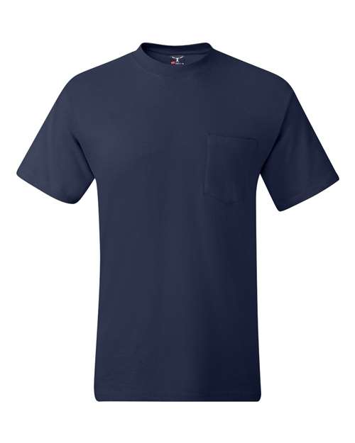 Hanes 5190 — Men's Beefy-T® Pocket T-Shirt — Navy