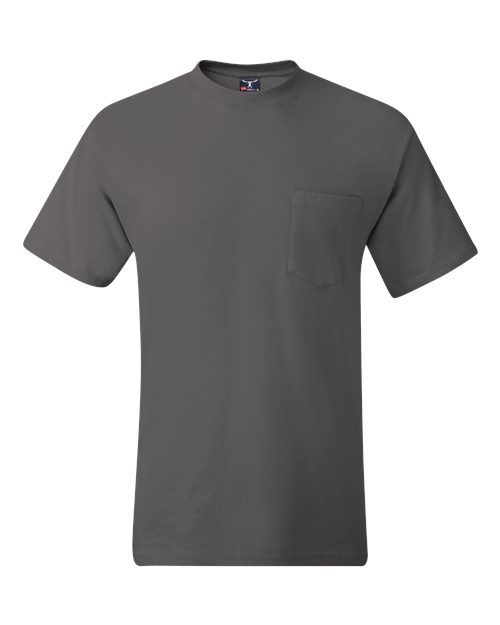 Hanes 5190 — Men's Beefy-T® Pocket T-Shirt — Smoke Grey