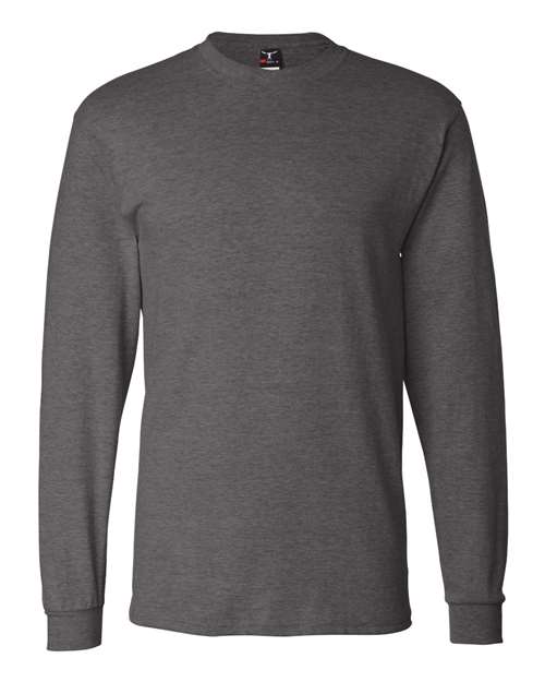 Hanes 5186 — Unisex Beefy-T® Long Sleeve T-Shirt — Charcoal Heather