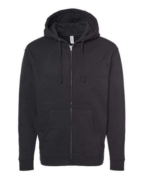 Independent Trading Co. IND4000Z — Unisex Heavyweight Full-Zip Hooded Sweatshirt — Black