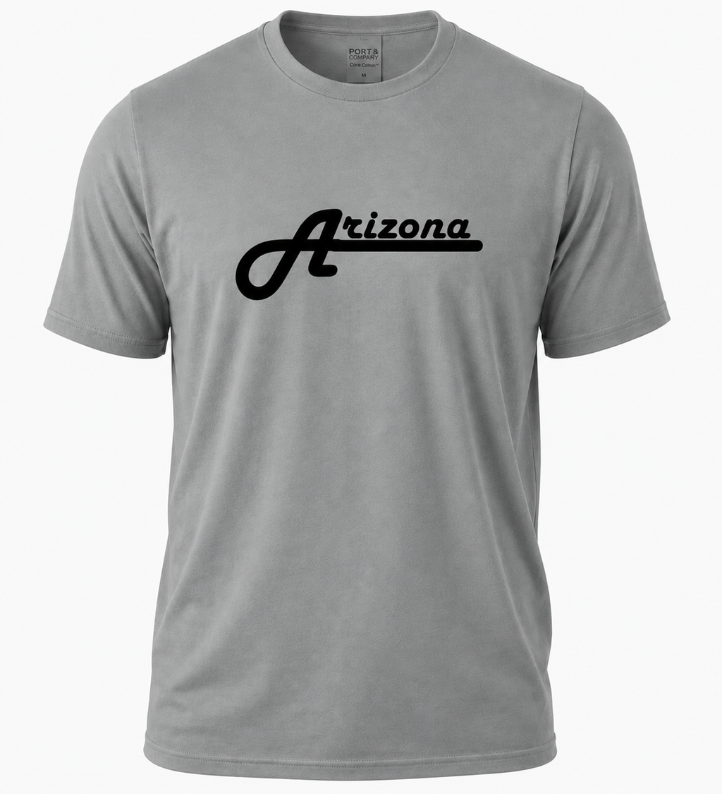 Arizona Script T-Shirt, Port & Company PC099, DTF Heat Transfer Graphic Tee, Retro Arizona Tee, State Pride Shirt