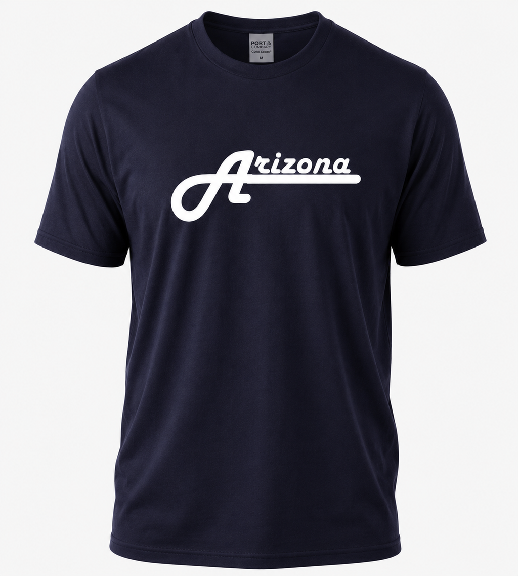 Arizona Script T-Shirt, Port & Company PC099, DTF Heat Transfer Graphic Tee, Retro Arizona Tee, State Pride Shirt