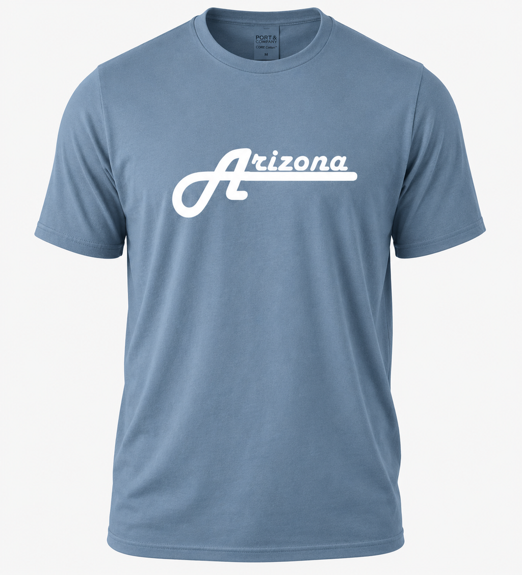 Arizona Script T-Shirt, Port & Company PC099, DTF Heat Transfer Graphic Tee, Retro Arizona Tee, State Pride Shirt