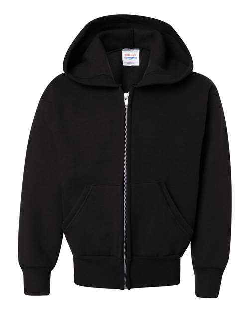 Hanes P480 — Youth EcoSmart® Full-Zip Hooded Sweatshirt — Black
