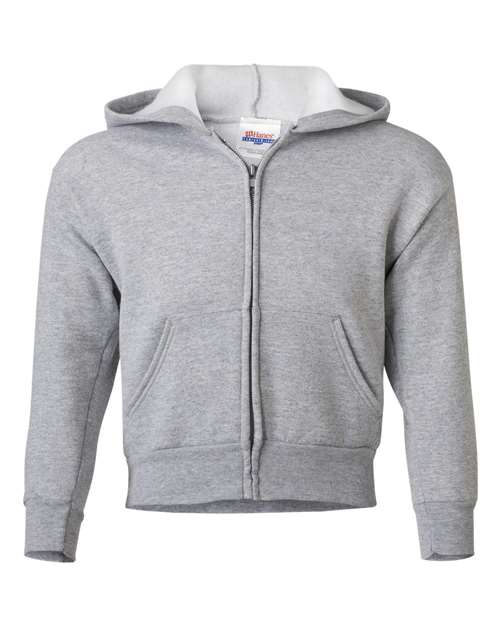 Hanes P480 — Youth EcoSmart® Full-Zip Hooded Sweatshirt — Light Steel
