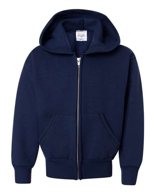 Hanes P480 — Youth EcoSmart® Full-Zip Hooded Sweatshirt — Navy