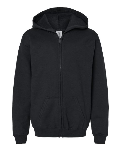Gildan 18600B — Youth Heavy Blend™ Full-Zip Hooded Sweatshirt — Black