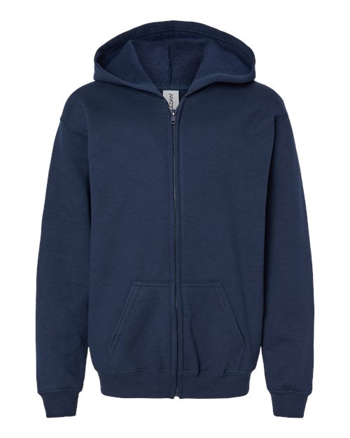 Gildan 18600B — Youth Heavy Blend™ Full-Zip Hooded Sweatshirt — Navy