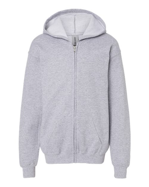 Gildan 18600B — Youth Heavy Blend™ Full-Zip Hooded Sweatshirt — Sport Grey