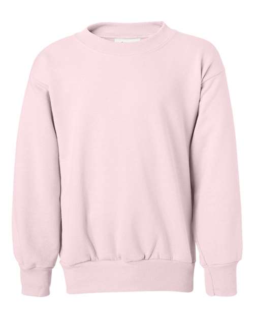 Hanes P360 — Youth EcoSmart® Crewneck Sweatshirt — Pale Pink