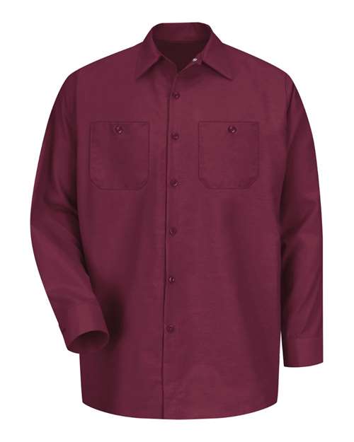 Red Kap SP14 — Men's Industrial Long Sleeve Work Shirt — Burgundy