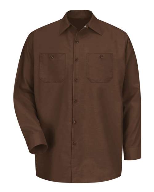 Red Kap SP14 — Men's Industrial Long Sleeve Work Shirt — Chocolate Brown