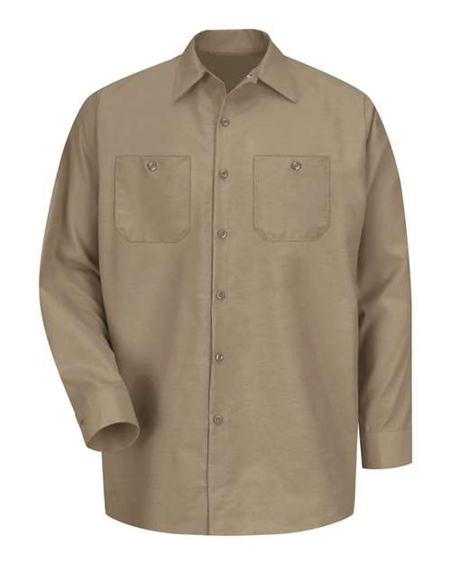 Red Kap SP14 — Men's Industrial Long Sleeve Work Shirt — Khaki