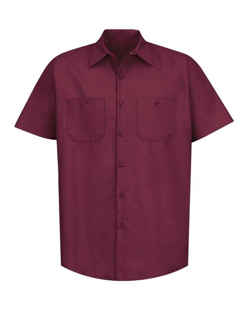 Red Kap SP24 — Men's Industrial Short Sleeve Work Shirt — Burgundy