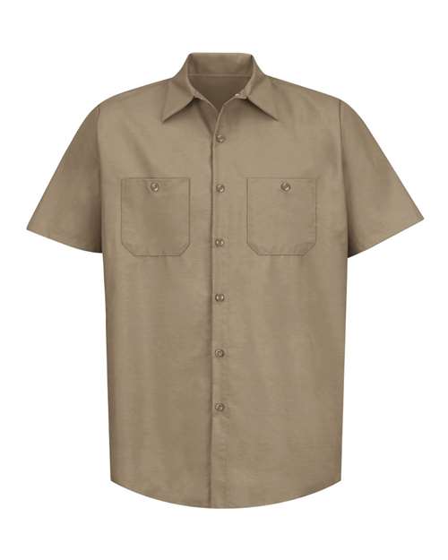 Red Kap SP24 — Men's Industrial Short Sleeve Work Shirt — Khaki