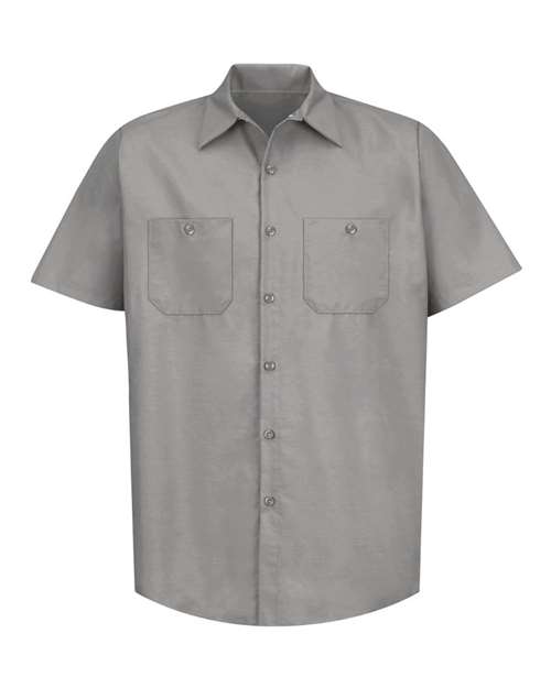 Red Kap SP24 — Men's Industrial Short Sleeve Work Shirt — Light Grey