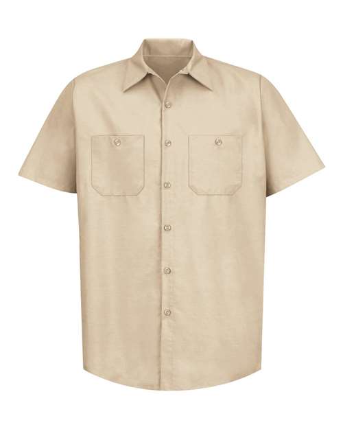 Red Kap SP24 — Men's Industrial Short Sleeve Work Shirt — Light Tan