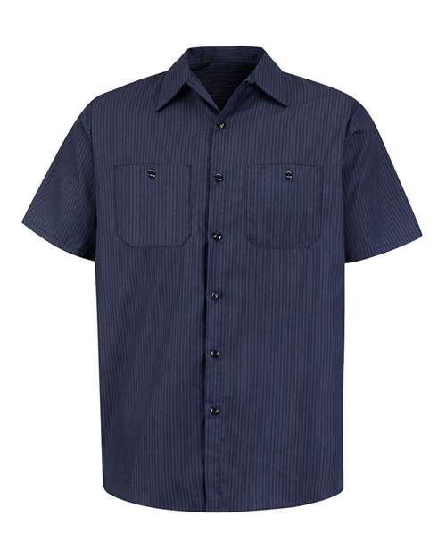 Red Kap SP24 — Men's Industrial Short Sleeve Work Shirt — NL-Navy/ Light Blue