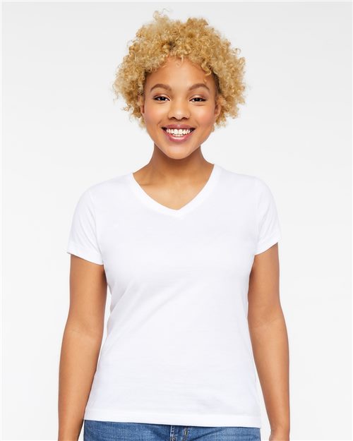 LAT 3507 — Women's Fine Jersey V-Neck Tee — main view