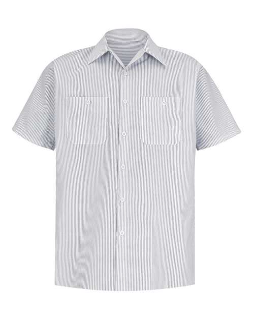Red Kap SP20 — Men's Premium Short Sleeve Work Shirt — CW-White/ Charcoal Stripe