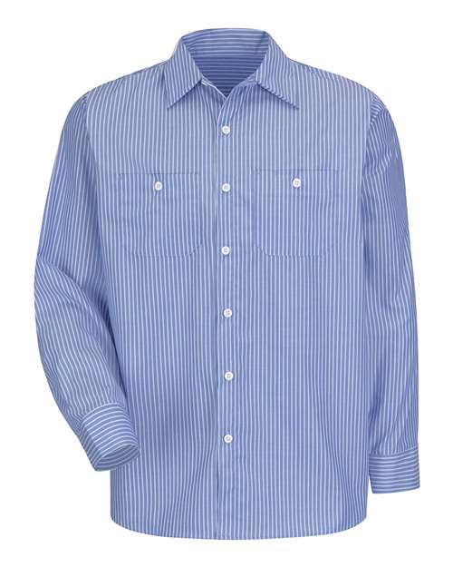 Red Kap SP10 — Men's Premium Long Sleeve Work Shirt — BW-GM Blue/ White