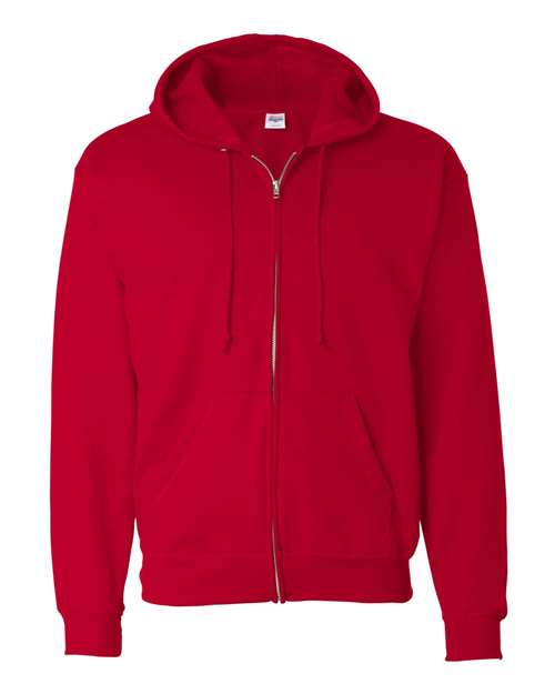 Hanes P180 — Unisex EcoSmart® Full-Zip Hooded Sweatshirt — Deep Red