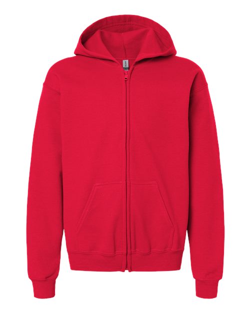 Gildan 18600B — Youth Heavy Blend™ Full-Zip Hooded Sweatshirt — Red