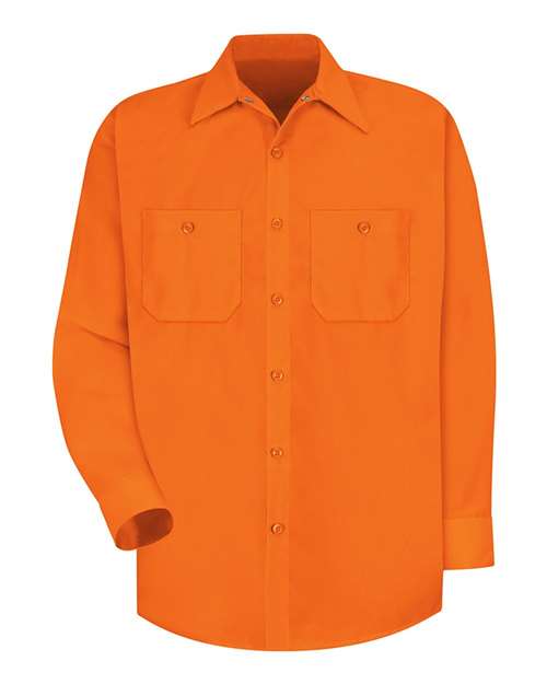 Red Kap SS14 — Men's Enhanced Visibility Long Sleeve Work Shirt — For. Orange