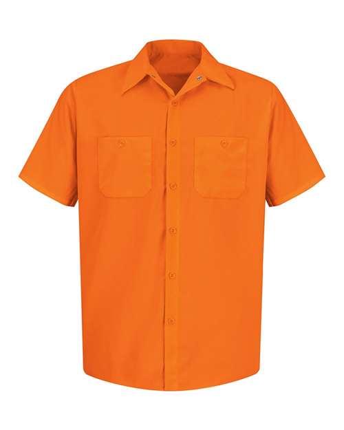 Red Kap SS24 — Men's Enhanced Visibility Short Sleeve Work Shirt — For. Orange