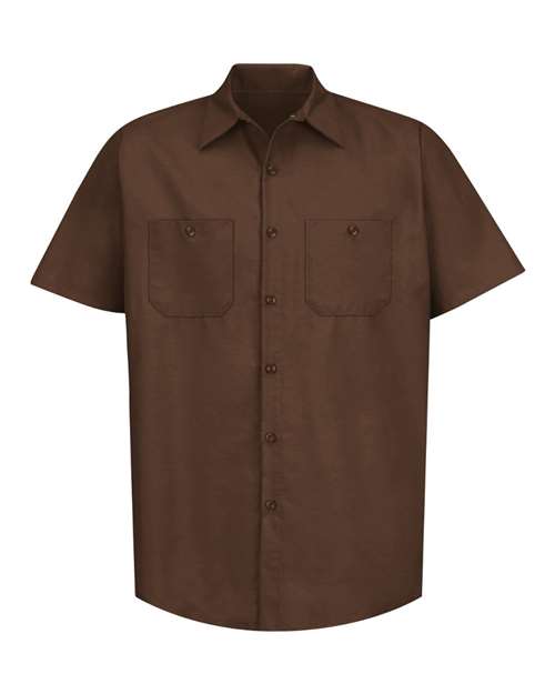 Red Kap SP24 — Men's Industrial Short Sleeve Work Shirt — Chocolate Brown