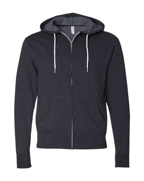Independent Trading Co. AFX90UNZ — Unisex Lightweight Full-Zip Hooded Sweatshirt — Charcoal Heather