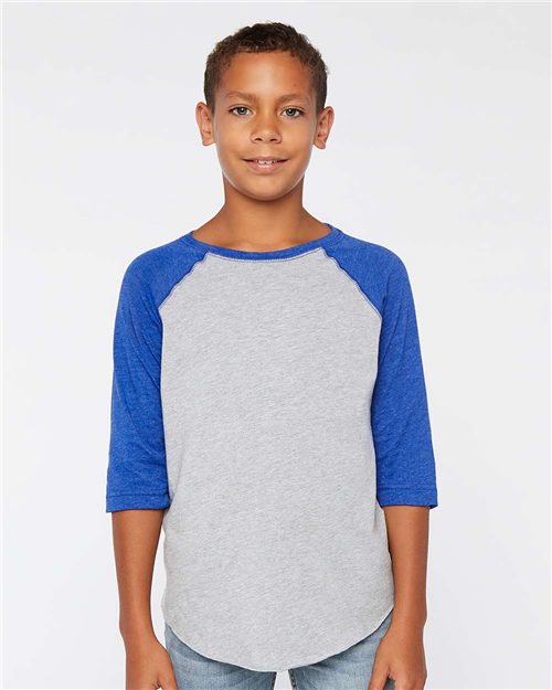 LAT 6130 — Youth Baseball Fine Jersey Three-Quarter Sleeve Tee — main view