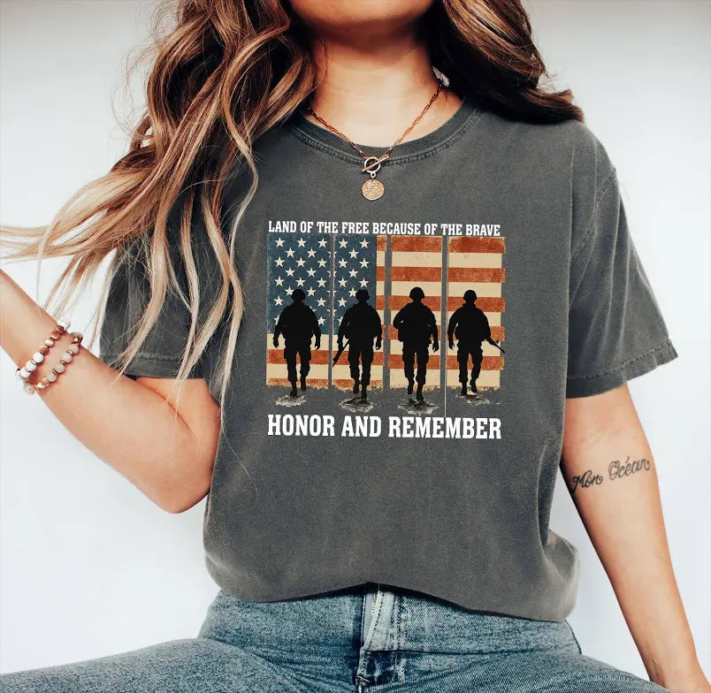 Comfort Colors Memorial Day T-Shirt: Patriotic American Flag Army Tee