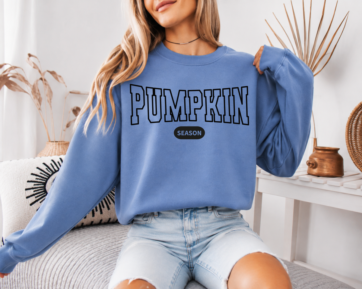 Pumpkin Season Sweatshirt, Comfort Colors 1566, Fall Varsity Crewneck, Retro Pumpkin Sweater, Autumn Sweatshirt for Women