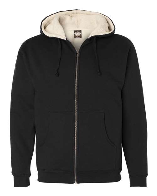 Independent Trading Co. EXP40SHZ — Men's Sherpa-Lined Full-Zip Hooded Sweatshirt — Black/ Natural