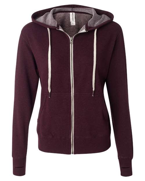 Independent Trading Co. PRM90HTZ — Unisex Heathered French Terry Full-Zip Hooded Sweatshirt — Burgundy Heather
