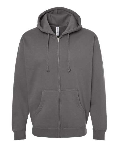 Independent Trading Co. IND4000Z — Unisex Heavyweight Full-Zip Hooded Sweatshirt — Solid Charcoal