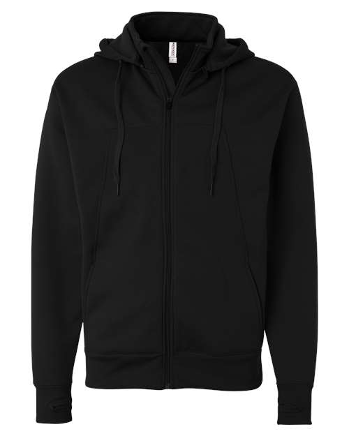 Independent Trading Co. EXP80PTZ — Unisex Poly-Tech Full-Zip Hooded Sweatshirt — Black