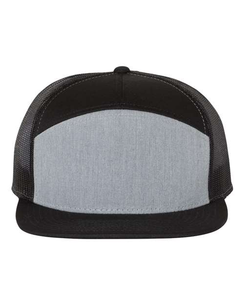 Richardson 168 — Seven-Panel Trucker Cap — Heather Grey/ Black