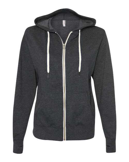 Independent Trading Co. PRM90HTZ — Unisex Heathered French Terry Full-Zip Hooded Sweatshirt — Charcoal Heather